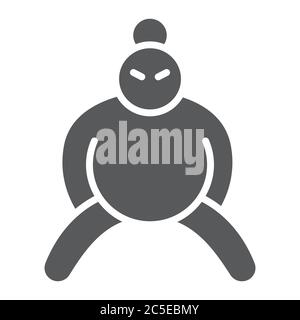 Sumo glyph icon, asian and character, japanese wrestler sign, vector graphics, a solid pattern on a white background. Stock Vector