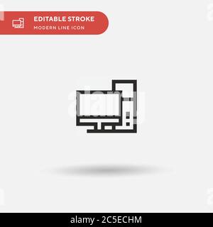 Computer Simple vector icon. Illustration symbol design template for web mobile UI element. Perfect color modern pictogram on editable stroke. Computer icons for your business project Stock Vector