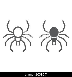 Spider line and glyph icon, spooky and animal, arachnid sign, vector graphics, a linear pattern on a white background. Stock Vector