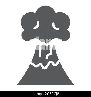 Volcanic eruption glyph icon, disaster and explosion, volcano erupting sign, vector graphics, a solid pattern on a white background. Stock Vector