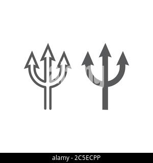 Trident line and glyph icon, spear and devil, pitchfork sign, vector graphics, a linear pattern on a white background. Stock Vector