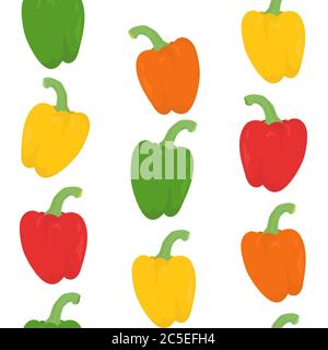 Seamless pattern with colorful peppers over white Stock Vector