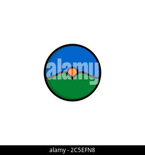 Nature mountain logo, simple and minimal logo design, isolated on white background. Stock Vector