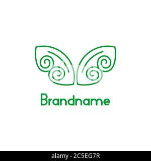 Leaf butterfly logo concept, modern and creative linear design, isolated on white background. Stock Vector