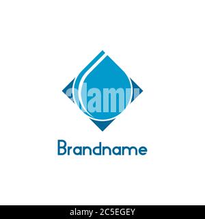 Water drop logo square design concept, simple minimal and creative logo design, isolated on white background. Stock Vector