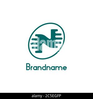 Initial letter N graphic logo template, technology design concept, isolated on white background. Stock Vector