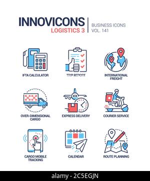 Logistics - colorful line design style icons set Stock Vector
