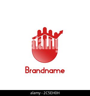 Financial logo, hand with arrow design concept, modern and unique logo design, isolated on white background. Stock Vector