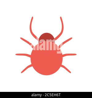 Red bug on white background. Vector illustration in trendy flat style. Stock Vector