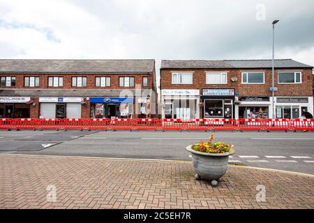 Blocked parking spaces for social distance, coronavirus COVID-19 in town centre of Sandbach Cheshire UK Stock Photo