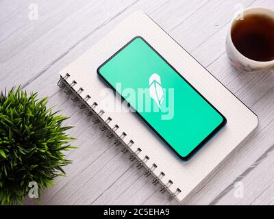 Assam, india - July 1, 2020 : Robinhood app for investment and trading. Stock Photo