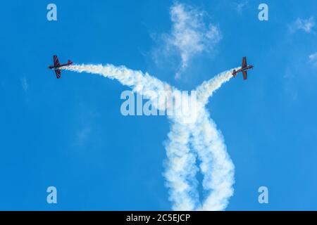 Moscow Region - July 21, 2017: Air show at the International Aviation and Space Salon (MAKS) in Zhukovsky. Stock Photo