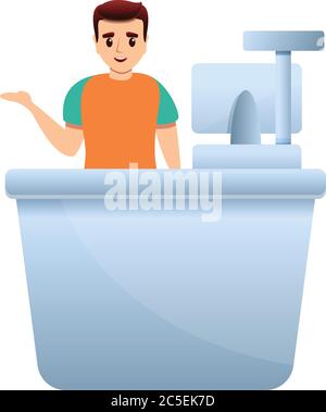 Shop cashier icon. Cartoon of shop cashier vector icon for web design isolated on white background Stock Vector