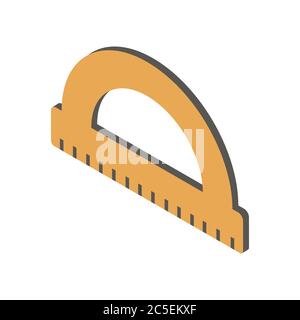 Yellow ruler on white background. Vector illustration in trendy Isometric style. EPS 10. Stock Vector
