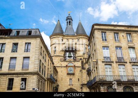 Grosse Closhe Bell tower gate in Bordeaux in a beautiful summer day, France Stock Photo