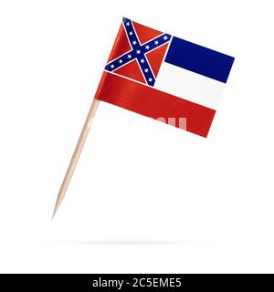 Real Toothpick Flag Mississippi USA, Paper Old Mississippi State flag Isolated on white background Stock Photo