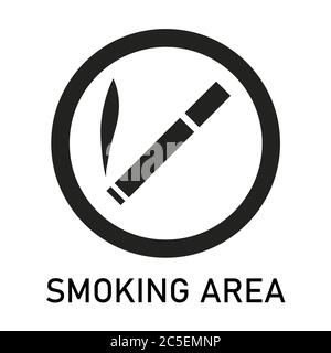 Smoking area sign in trendy flat style isolated. Cigarette symbol icon. EPS 10. Stock Vector