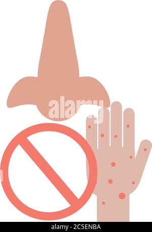 covid 19 coronavirus, avoid touching nose, prevention outbreak disease pandemic vector illustration flat design icon Stock Vector