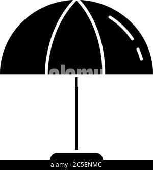 Beach umbrella black glyph icon Stock Vector