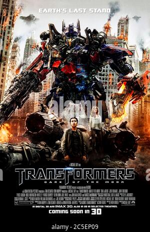 Transformers: Dark of the Moon (2011) directed by Michael Bay and starring Shia LaBeouf, Rosie Huntington-Whiteley, Tyrese Gibson and John Malkovich. The Autobots and Decepticons race to get to a spacecraft from Cybertron found on the moon. Stock Photo