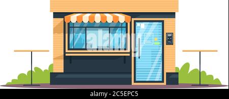 Outdoor bistro semi flat RGB color vector illustration Stock Vector