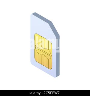 Sim card on white background. Vector illustration in trendy Isometric style. EPS 10 Stock Vector