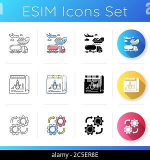 Manufacturing stages icons set Stock Vector