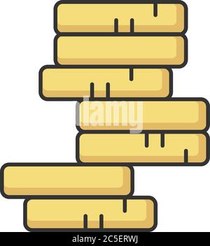Stack of coins RGB color icon Stock Vector