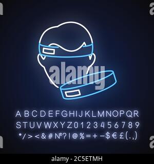Workout headband neon light icon Stock Vector