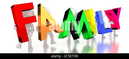 Family - colorful letters - 3D illustration Stock Photo