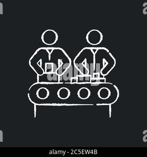 Assembly chalk white icon on black background Stock Vector