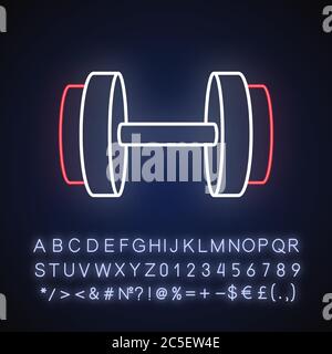 Dumbbell neon light icons Stock Vector