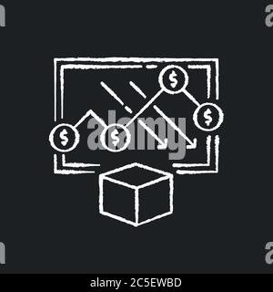 Cost analysis chalk white icon on black background Stock Vector