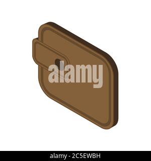 Brown wallet on white background. Vector illustration in trendy Isometric style. EPS 10 Stock Vector