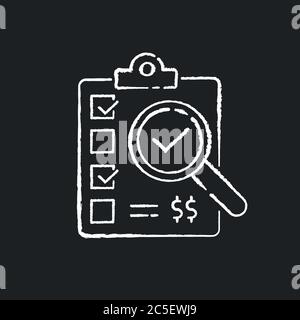 Inspection chalk white icon on black background Stock Vector
