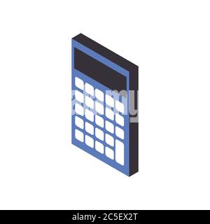 Blue Calculator on white background. Vector illustration in trendy Isometric style. EPS 10 Stock Vector
