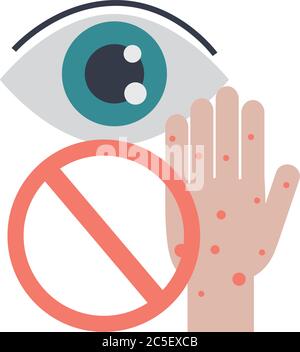 covid 19 coronavirus, avoid touching eyes, prevention outbreak disease pandemic vector illustration flat design icon Stock Vector
