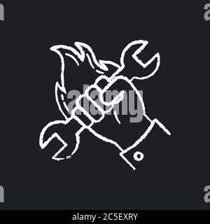 Human labor chalk white icon on black background Stock Vector