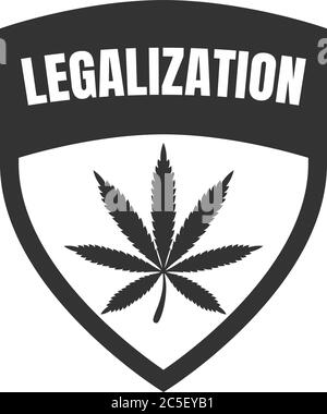 Marijuana Leaf On A Shield Weed Legalization Text Icon Illustration Vector Stock Vector