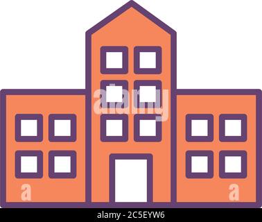 School building line and fill style icon design, education class lesson knowledge preschooler study learning classroom and primary theme Vector illustration Stock Vector