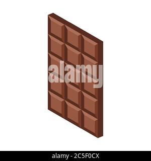 Chocolate bar on white background. Vector illustration in trendy Isometric style. EPS 10. Stock Vector