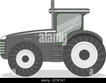 Black heavy tractor icon on white background isolated agriculture vector illustration Stock Vector