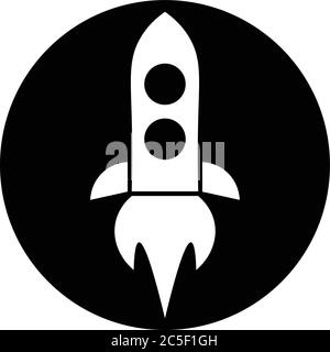 Rocket logo spaceship icon black isolated vector illustration Stock Vector