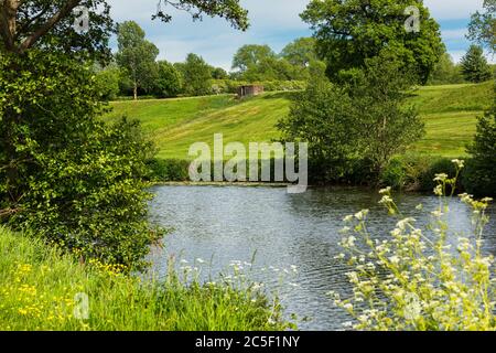 River Medway between Maidstone and Wateringbury in Kent, England Stock Photo