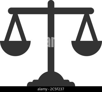 Law scales icon. Justice scale Law balance symbol. Libra sign flat design. Vector illustration isolated on white background. Stock Vector