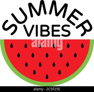 Summer Vibes Sweet Red Watermelon Icon Vector Illustration Stock Vector