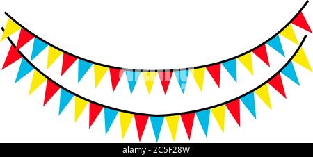 Hanging Flags Birthday Decoration Vector Illustration Celebration Party Banner Design Stock Vector