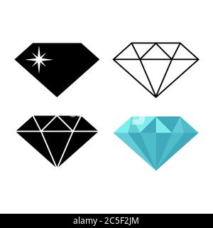 Diamond icons set on white background. Travel vacation, adventure, Summer season party. Illustration EPS 10. Stock Vector