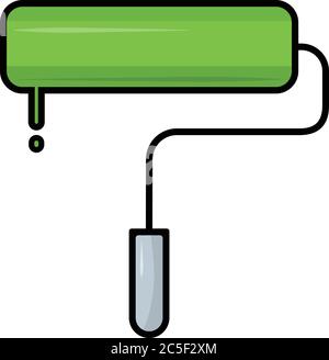 Green Paint Roller Icon Wall Color Work Tool Illustration Vector Stock Vector
