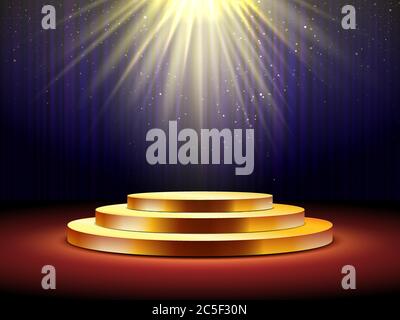 Red carpet to podium. Vector illustration Stock Vector